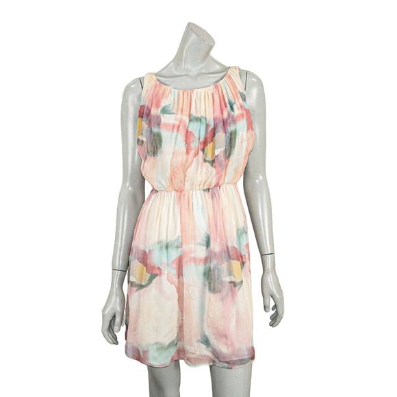 Alice & Olivia Women's 100% Silk Watercolor Pleated Dress sleeveless size Small - Picture 2 of 8
